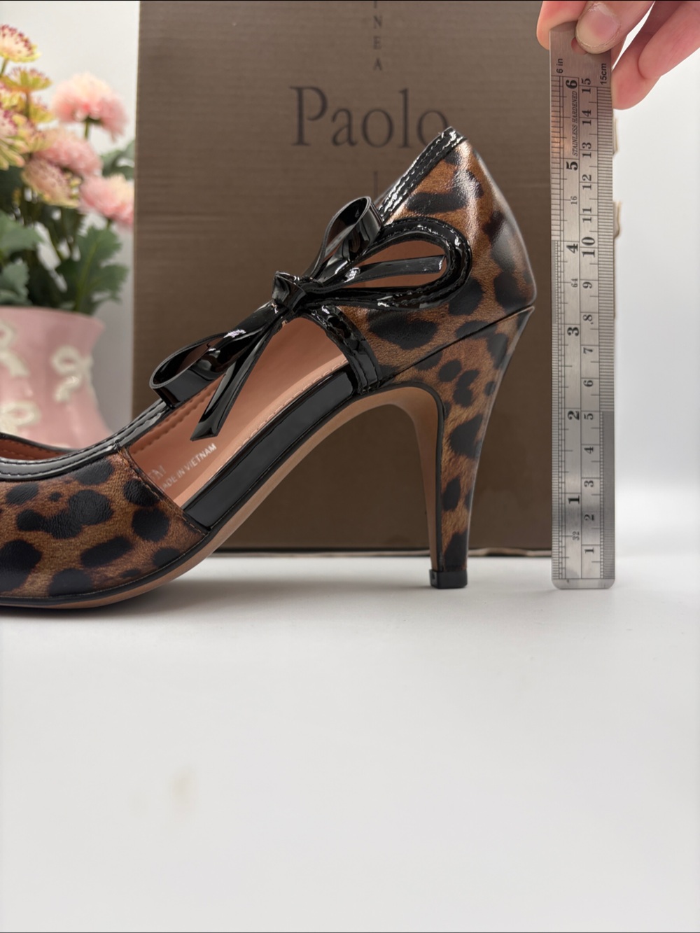 Paolo Leopard-Print Pointed Toe Pumps in Brown and Black - Picture 6 of 6
